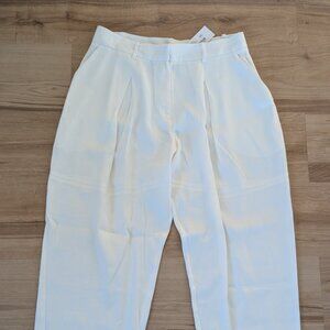 NWT Just Bee Queen Kai Pants White Wide Leg Tailored Resort Trousers Large